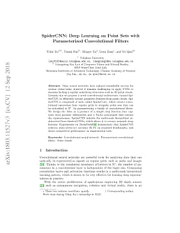SpiderCNN: Deep Learning on Point Sets with Parameterized Convolutional
  Filters