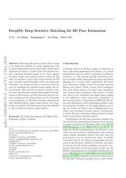 DeepIM: Deep Iterative Matching for 6D Pose Estimation