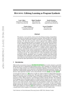 HOUDINI: Lifelong Learning as Program Synthesis