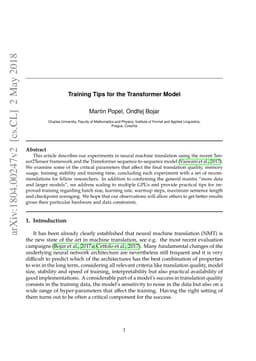 Training Tips for the Transformer Model