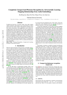 Completely Unsupervised Phoneme Recognition by Adversarially Learning
  Mapping Relationships from Audio Embeddings