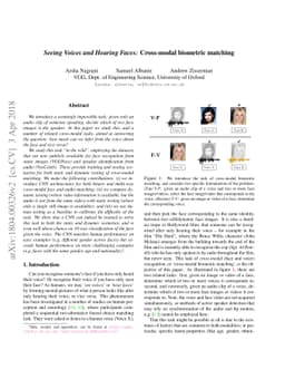 Seeing Voices and Hearing Faces: Cross-modal biometric matching
