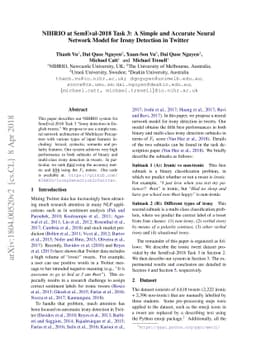 NIHRIO at SemEval-2018 Task 3: A Simple and Accurate Neural Network
  Model for Irony Detection in Twitter