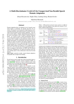 A Multi-Discriminator CycleGAN for Unsupervised Non-Parallel Speech
  Domain Adaptation