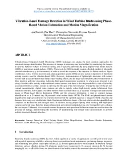 Vibration-Based Damage Detection in Wind Turbine Blades using
  Phase-Based Motion Estimation and Motion Magnification