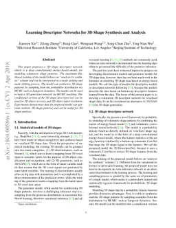 Learning Descriptor Networks for 3D Shape Synthesis and Analysis