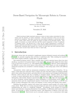 Stress-Based Navigation for Microscopic Robots in Viscous Fluids