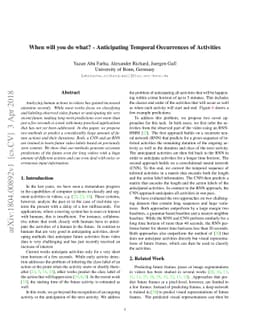 When will you do what? - Anticipating Temporal Occurrences of Activities