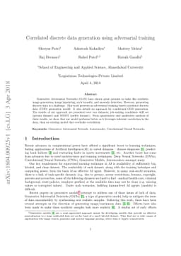 Correlated discrete data generation using adversarial training