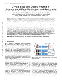 Crystal Loss and Quality Pooling for Unconstrained Face Verification and
  Recognition