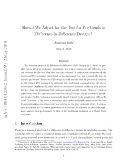 Should We Adjust for the Test for Pre-trends in Difference-in-Difference
  Designs?