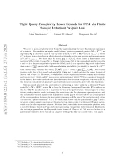 Tight Query Complexity Lower Bounds for PCA via Finite Sample Deformed
  Wigner Law