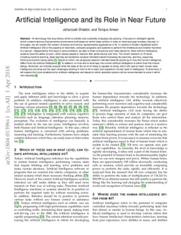 Artificial Intelligence and its Role in Near Future