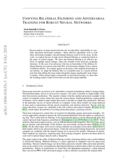 Unifying Bilateral Filtering and Adversarial Training for Robust Neural
  Networks