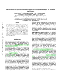 The structure of evolved representations across different substrates for
  artificial intelligence