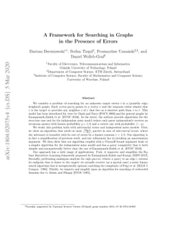 A Framework for Searching in Graphs in the Presence of Errors