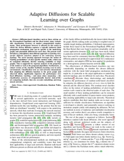Adaptive Diffusions for Scalable Learning over Graphs