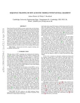 Sequence Training of DNN Acoustic Models With Natural Gradient