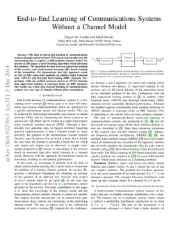 End-to-End Learning of Communications Systems Without a Channel Model