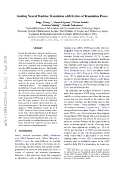 Guiding Neural Machine Translation with Retrieved Translation Pieces