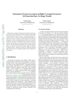 Estimation of Camera Locations in Highly Corrupted Scenarios: All About
  that Base, No Shape Trouble