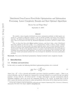 Distributed Non-Convex First-Order Optimization and Information
  Processing: Lower Complexity Bounds and Rate Optimal Algorithms