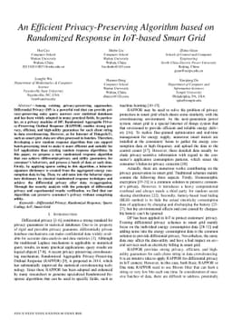 An Efficient Privacy-Preserving Algorithm based on Randomized Response
  in IoT-based Smart Grid