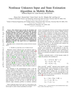 Nonlinear Unknown Input and State Estimation Algorithm in Mobile Robots