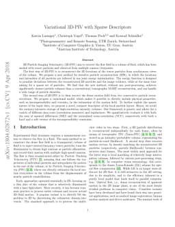 Variational 3D-PIV with Sparse Descriptors