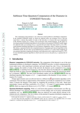Sublinear-Time Quantum Computation of the Diameter in CONGEST Networks