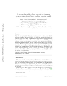 A review of possible effects of cognitive biases on the interpretation
  of rule-based machine learning models