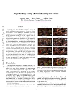Binge Watching: Scaling Affordance Learning from Sitcoms