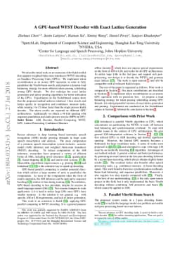 A GPU-based WFST Decoder with Exact Lattice Generation