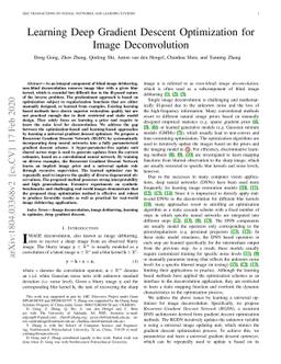 Learning Deep Gradient Descent Optimization for Image Deconvolution