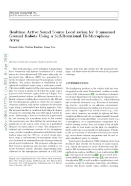 Realtime Active Sound Source Localization for Unmanned Ground Robots
  Using a Self-Rotational Bi-Microphone Array