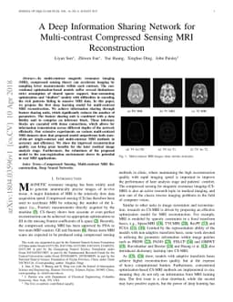 A Deep Information Sharing Network for Multi-contrast Compressed Sensing
  MRI Reconstruction