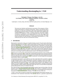 Understanding disentangling in $β$-VAE