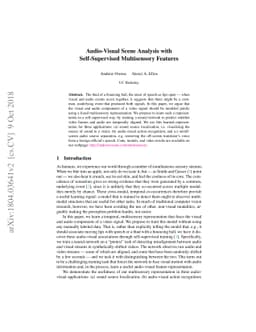 Audio-Visual Scene Analysis with Self-Supervised Multisensory Features