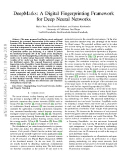 DeepMarks: A Digital Fingerprinting Framework for Deep Neural Networks