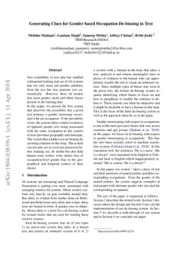 Generating Clues for Gender based Occupation De-biasing in Text