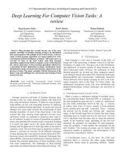 Deep Learning For Computer Vision Tasks: A review