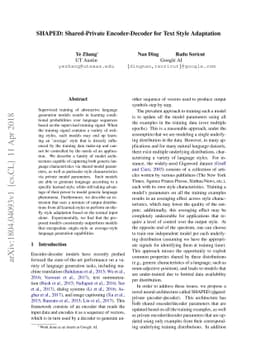 SHAPED: Shared-Private Encoder-Decoder for Text Style Adaptation