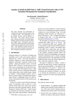 Amobee at SemEval-2018 Task 1: GRU Neural Network with a CNN Attention
  Mechanism for Sentiment Classification