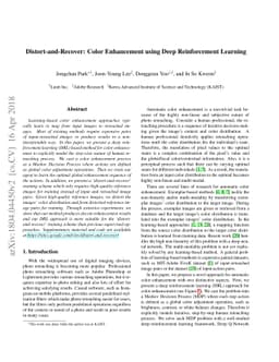 Distort-and-Recover: Color Enhancement using Deep Reinforcement Learning