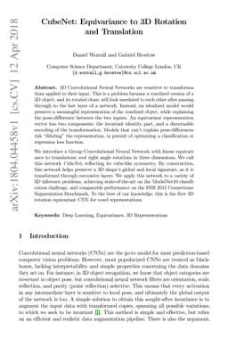 CubeNet: Equivariance to 3D Rotation and Translation