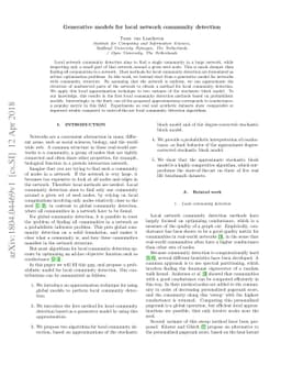 Generative models for local network community detection