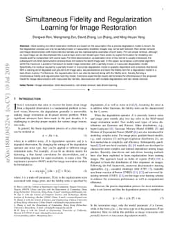 Simultaneous Fidelity and Regularization Learning for Image Restoration