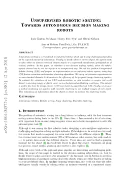 Unsupervised robotic sorting: Towards autonomous decision making robots