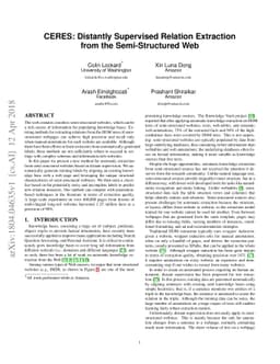 CERES: Distantly Supervised Relation Extraction from the Semi-Structured
  Web