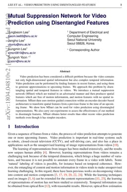 Mutual Suppression Network for Video Prediction using Disentangled
  Features